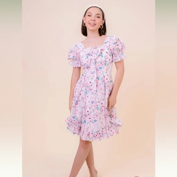 Ivy City Co. Dolly Floral Dress, Size 1X - Pink Flowers Princess Picnic Spring - Picture 16 of 16